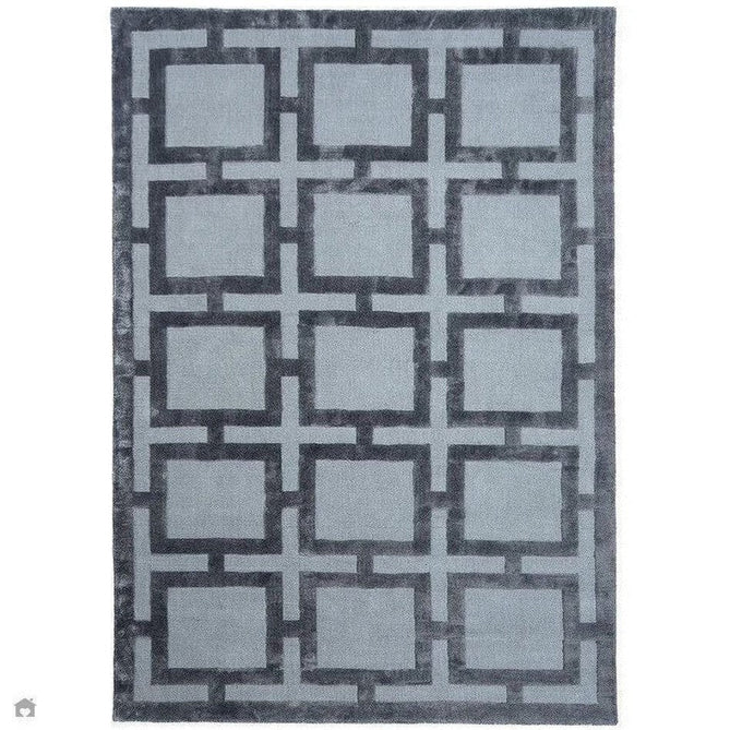 Katherine Carnaby Eaton Modern Designer Geometric Super-Soft Hand-Woven High-Density Textured Silky Metallic Shimmer Viscose Flatweave Storm Blue Rug-Asiatic Carpets-Rug Love - The Most Loved Rug Store