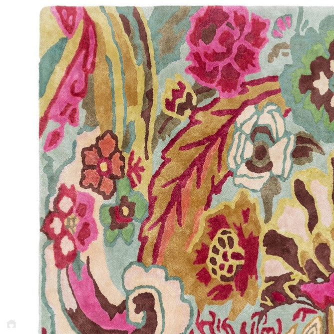 Katherine Carnaby Historia Modern Botanical Floral Thangka Metallic Shimmer High-Density Smooth Soft-Touch Handmade Viscose Sage/Fuchsia/Mustard/Cream/Peach Rug-Asiatic Carpets-Rug Love - The Most Loved Rug Store