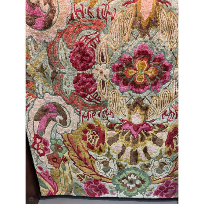 Katherine Carnaby Historia Modern Botanical Floral Thangka Metallic Shimmer High-Density Smooth Soft-Touch Handmade Viscose Sage/Fuchsia/Mustard/Cream/Peach Rug-Asiatic Carpets-Rug Love - The Most Loved Rug Store