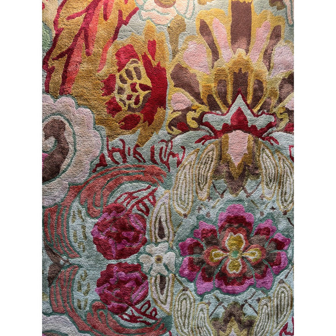 Katherine Carnaby Historia Modern Botanical Floral Thangka Metallic Shimmer High-Density Smooth Soft-Touch Handmade Viscose Sage/Fuchsia/Mustard/Cream/Peach Rug-Asiatic Carpets-Rug Love - The Most Loved Rug Store
