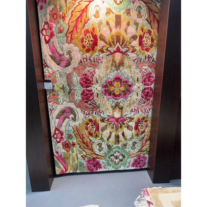 Katherine Carnaby Historia Modern Botanical Floral Thangka Metallic Shimmer High-Density Smooth Soft-Touch Handmade Viscose Sage/Fuchsia/Mustard/Cream/Peach Rug-Asiatic Carpets-Rug Love - The Most Loved Rug Store