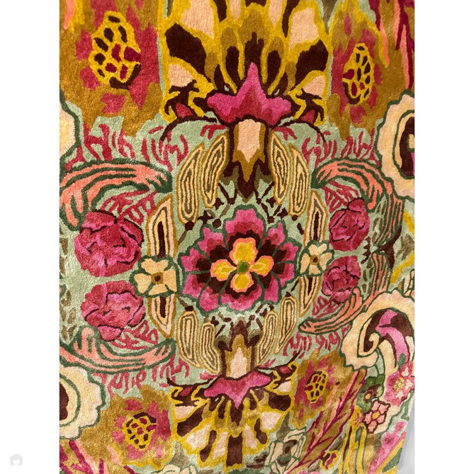Katherine Carnaby Historia Modern Botanical Floral Thangka Metallic Shimmer High-Density Smooth Soft-Touch Handmade Viscose Sage/Fuchsia/Mustard/Cream/Peach Rug-Asiatic Carpets-Rug Love - The Most Loved Rug Store