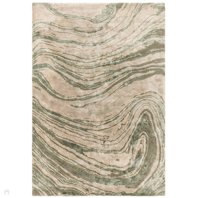 Katherine Carnaby Tuscany Modern Abstract Marbled Shimmer Smooth Soft-Touch High-Density Handmade Bamboo Silk/Wool Beige/Sage Green/Taupe Rug-Asiatic Carpets-Rug Love - The Most Loved Rug Store