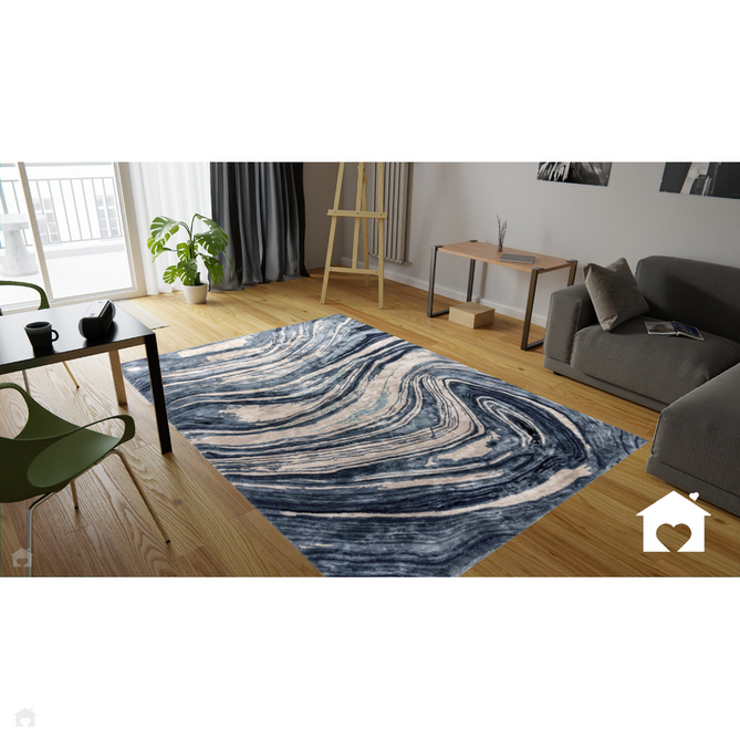 Katherine Carnaby Tuscany Modern Abstract Marbled Shimmer Smooth Soft-Touch High-Density Handmade Bamboo Silk/Wool Lazulite Marble Beige/Taupe/Navy/Teal Rug-Asiatic Carpets-Rug Love - The Most Loved Rug Store