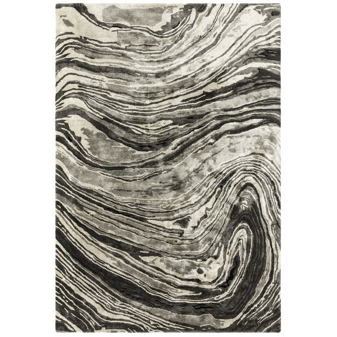 Katherine Carnaby Tuscany Modern Abstract Marbled Shimmer Smooth Soft-Touch High-Density Handmade Bamboo Silk/Wool Marquina Marble Ivory Beige/Taupe/Black/Charcoal/Grey/Silver Rug-Asiatic Carpets-Rug Love - The Most Loved Rug Store