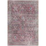 Kaya Mona KY10 Traditional Persian Vintage Distressed Floral Durable Chenille Polyester Flatweave Red/Blue/Multicolour Rug