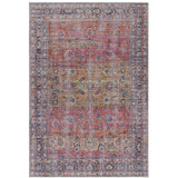 Kaya Tara KY13 Traditional Persian Vintage Distressed Floral Durable Chenille Polyester Flatweave Red/Yellow/Multicolour Rug