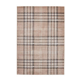Catherine Lansfield Kelso Check Modern Geometric Tartan Durable Easy-Care Carved High Density Polyproplyene Warm Beige Rug