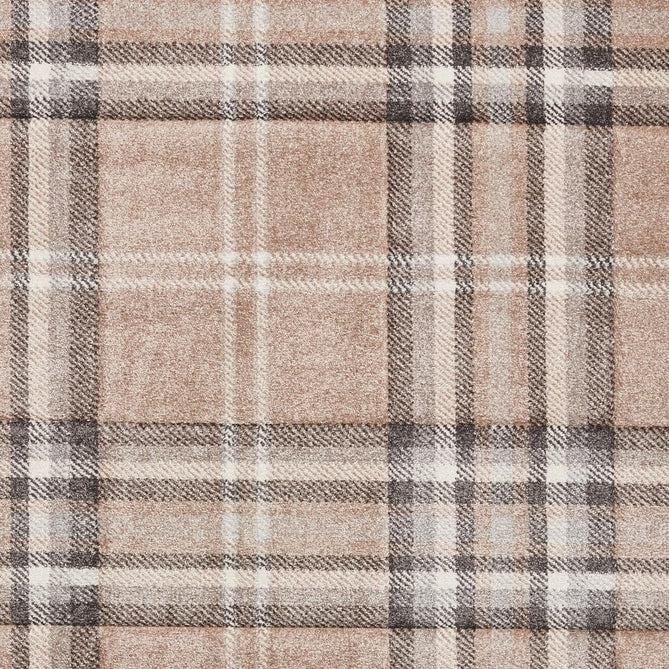 Catherine Lansfield Kelso Check Modern Geometric Tartan Durable Easy-Care Carved High Density Polyproplyene Warm Beige Rug