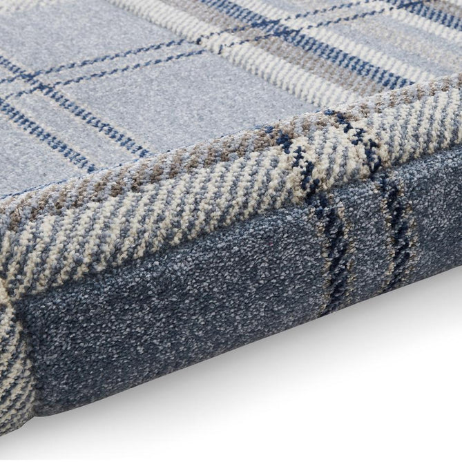 Catherine Lansfield Kelso Check Modern Geometric Tartan Durable Easy-Care Carved High Density Polyproplyene Blue Rug