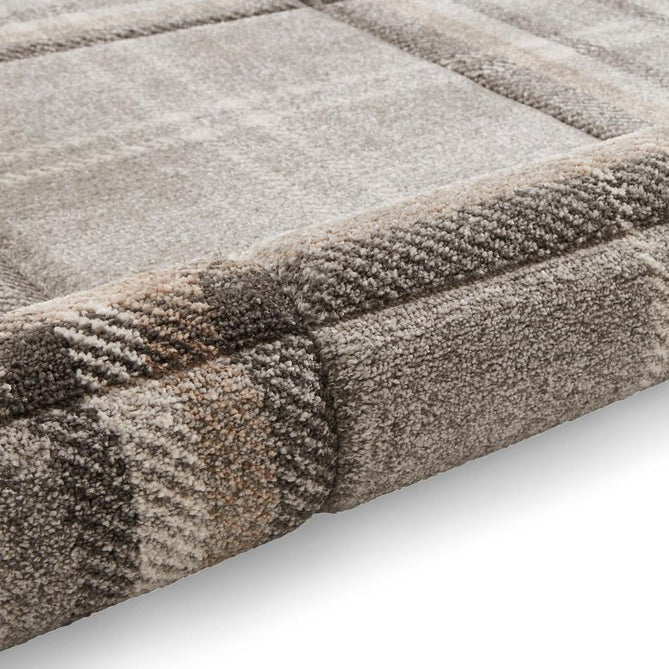 Catherine Lansfield Kelso Check Modern Geometric Tartan Durable Easy-Care Carved High Density Polyproplyene Grey Rug