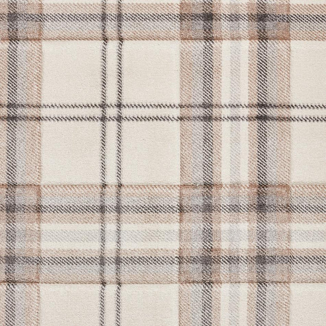 Catherine Lansfield Kelso Check Modern Geometric Tartan Durable Easy-Care Carved High Density Polyproplyene Cream/Natural Rug