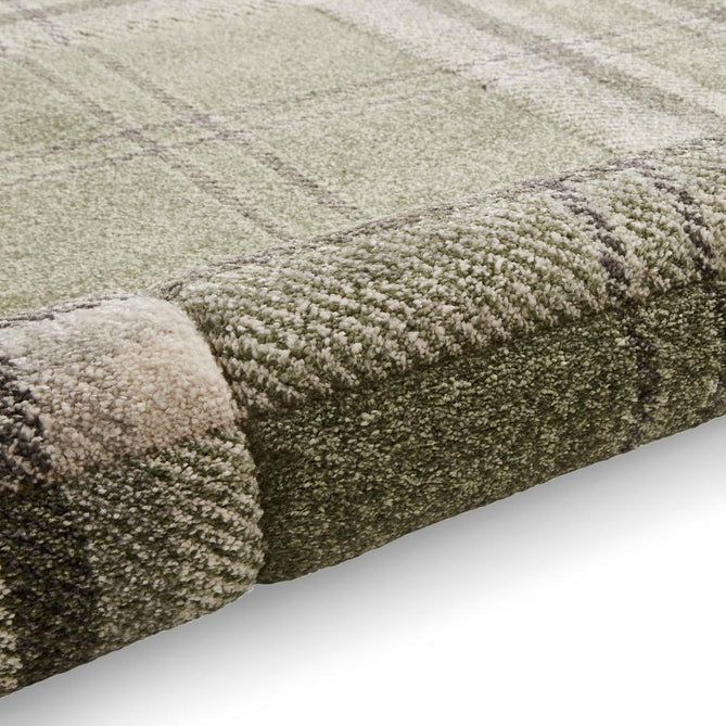 Catherine Lansfield Kelso Check Modern Geometric Tartan Durable Easy-Care Carved High Density Polyproplyene Sage Green Rug