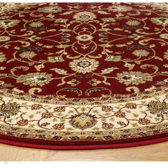 Kendra 137 R Traditional Persian Classic Floral Vine Bordered Durable Easy-Care Low Profile Short Pile Dark Maroon Red Rug-Melrose-Rug Love - The Most Loved Rug Store