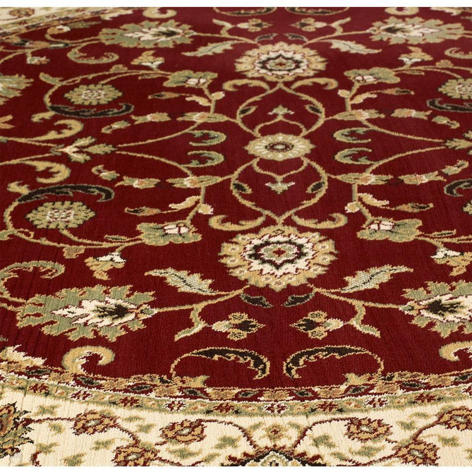 Kendra 137 R Traditional Persian Classic Floral Vine Bordered Durable Easy-Care Low Profile Short Pile Dark Maroon Red Rug-Melrose-Rug Love - The Most Loved Rug Store