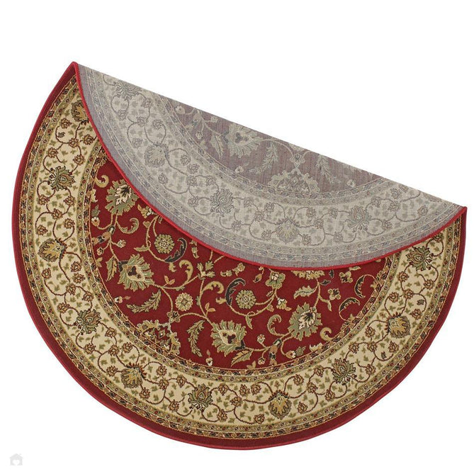 Kendra 137 R Traditional Persian Classic Floral Vine Bordered Durable Easy-Care Low Profile Short Pile Dark Maroon Red Rug-Melrose-Rug Love - The Most Loved Rug Store