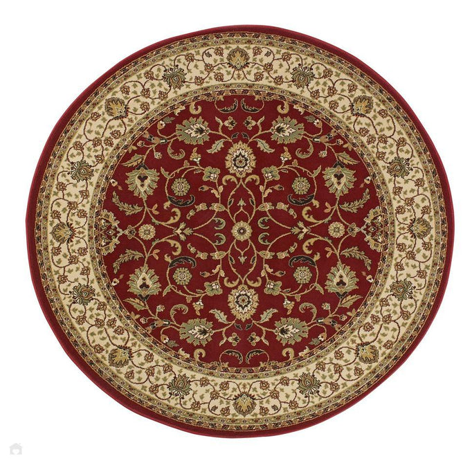 Kendra 137 R Traditional Persian Classic Floral Vine Bordered Durable Easy-Care Low Profile Short Pile Dark Maroon Red Rug-Melrose-Rug Love - The Most Loved Rug Store