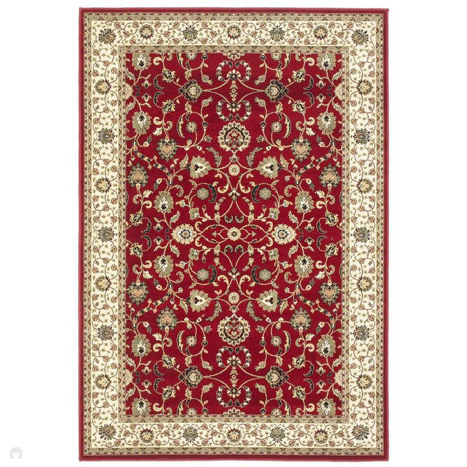 Kendra 137 R Traditional Persian Classic Floral Vine Bordered Durable Easy-Care Low Profile Short Pile Dark Maroon Red Rug-Melrose-Rug Love - The Most Loved Rug Store