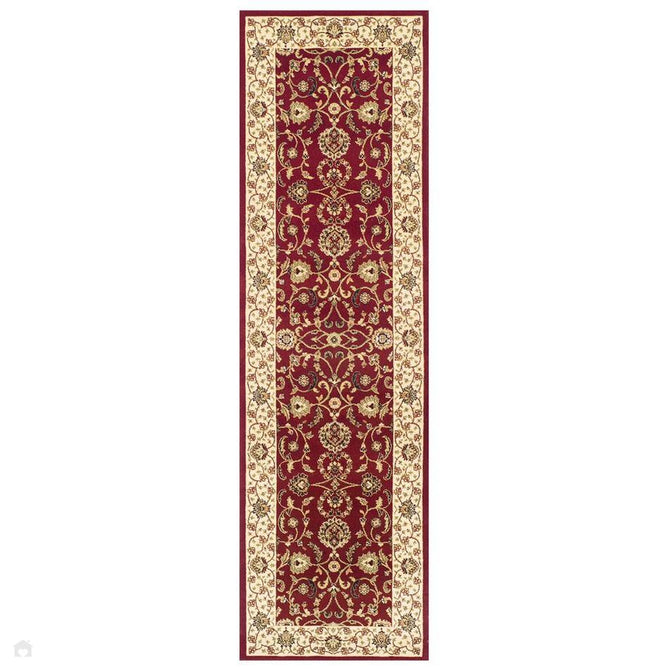 Kendra 137 R Traditional Persian Classic Floral Vine Bordered Durable Easy-Care Low Profile Short Pile Dark Maroon Red Rug-Melrose-Rug Love - The Most Loved Rug Store