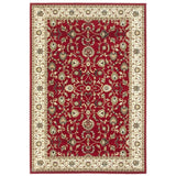 Kendra 137 R Traditional Persian Classic Floral Vine Bordered Durable Easy-Care Low Profile Short Pile Dark Maroon Red Rug 200x285 cm