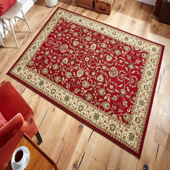 Kendra 137 R Traditional Persian Classic Floral Vine Bordered Durable Easy-Care Low Profile Short Pile Dark Maroon Red Rug-Oriental Weavers-Rug Love - The Most Loved Rug Store