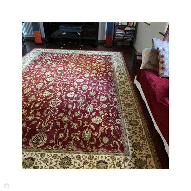 Kendra 137 R Traditional Persian Classic Floral Vine Bordered Durable Easy-Care Low Profile Short Pile Dark Maroon Red Rug-Oriental Weavers-Rug Love - The Most Loved Rug Store