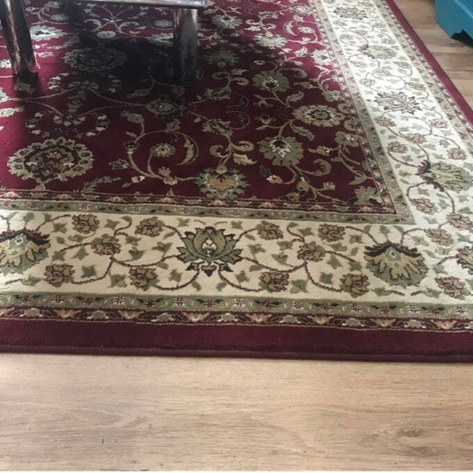 Kendra 137 R Traditional Persian Classic Floral Vine Bordered Durable Easy-Care Low Profile Short Pile Dark Maroon Red Rug-Oriental Weavers-Rug Love - The Most Loved Rug Store