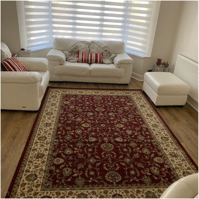 Kendra 137 R Traditional Persian Classic Floral Vine Bordered Durable Easy-Care Low Profile Short Pile Dark Maroon Red Rug-Oriental Weavers-Rug Love - The Most Loved Rug Store