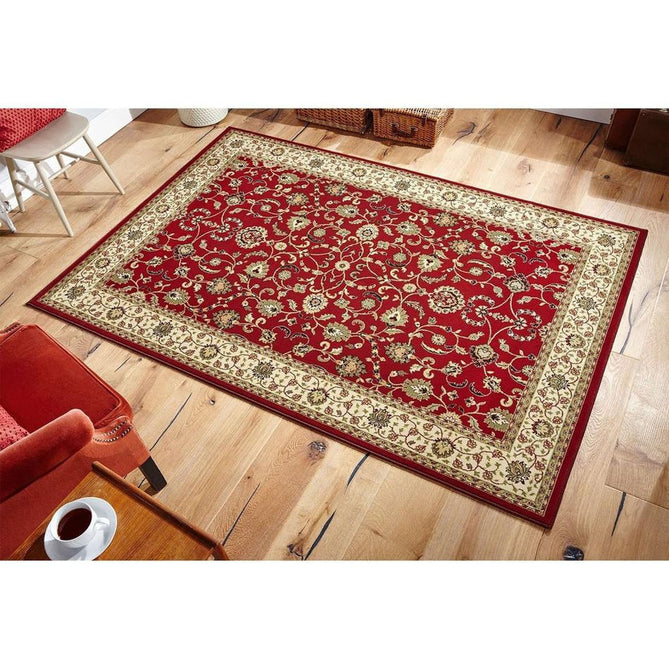 Kendra 137 R Traditional Persian Classic Floral Vine Bordered Durable Easy-Care Low Profile Short Pile Dark Maroon Red Rug-Oriental Weavers-Rug Love - The Most Loved Rug Store