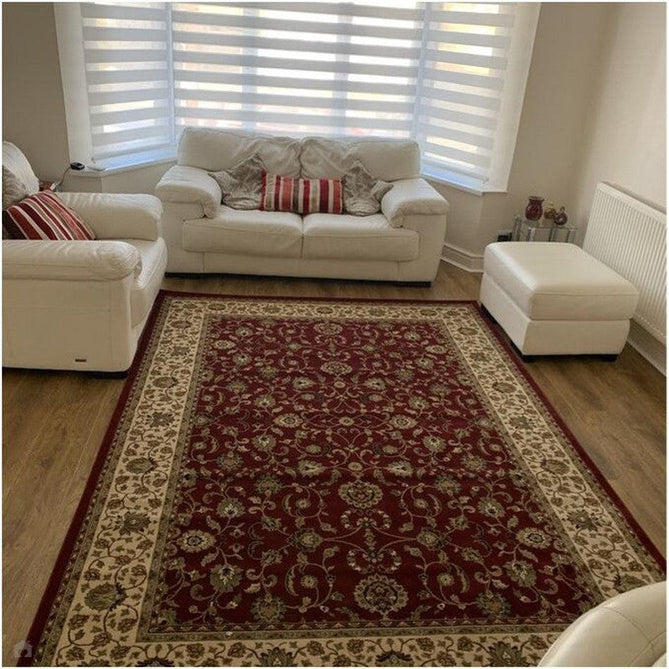 Kendra 137 R Traditional Persian Classic Floral Vine Bordered Durable Easy-Care Low Profile Short Pile Red Runner-Melrose-Rug Love - The Most Loved Rug Store