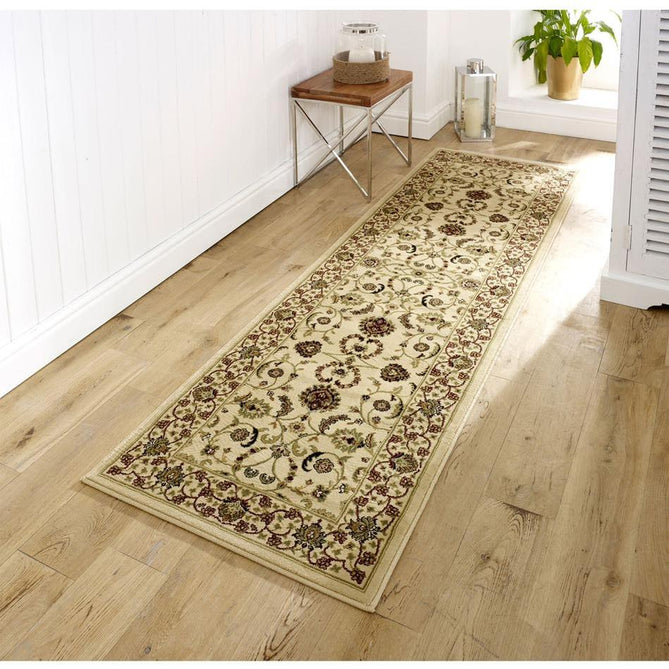 Kendra 137 W Traditional Persian Classic Floral Vine Bordered Durable Easy-Care Low Profile Short Pile Cream Round Rug-Melrose-Rug Love - The Most Loved Rug Store