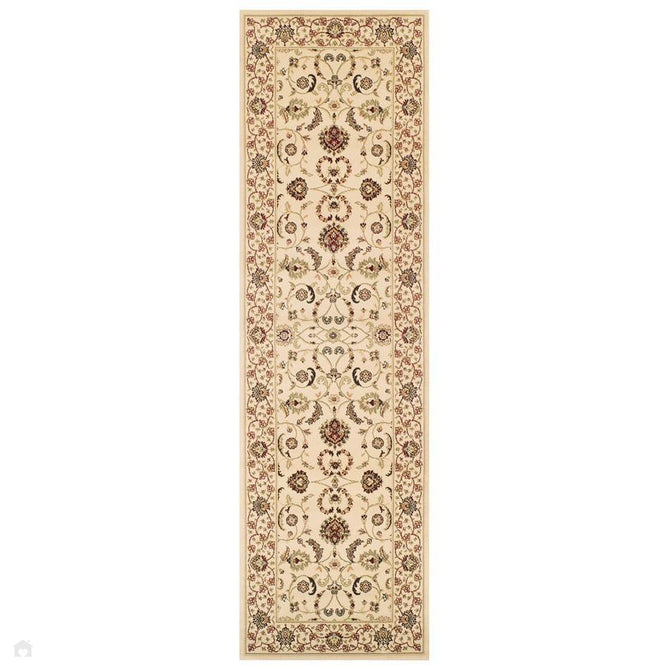 Kendra 137 W Traditional Persian Classic Floral Vine Bordered Durable Easy-Care Low Profile Short Pile Cream Round Rug-Melrose-Rug Love - The Most Loved Rug Store