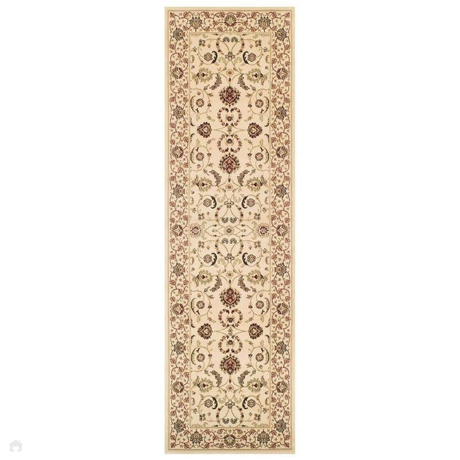 Kendra 137 W Traditional Persian Classic Floral Vine Bordered Durable Easy-Care Low Profile Short Pile Cream Runner-Oriental Weavers-Rug Love - The Most Loved Rug Store
