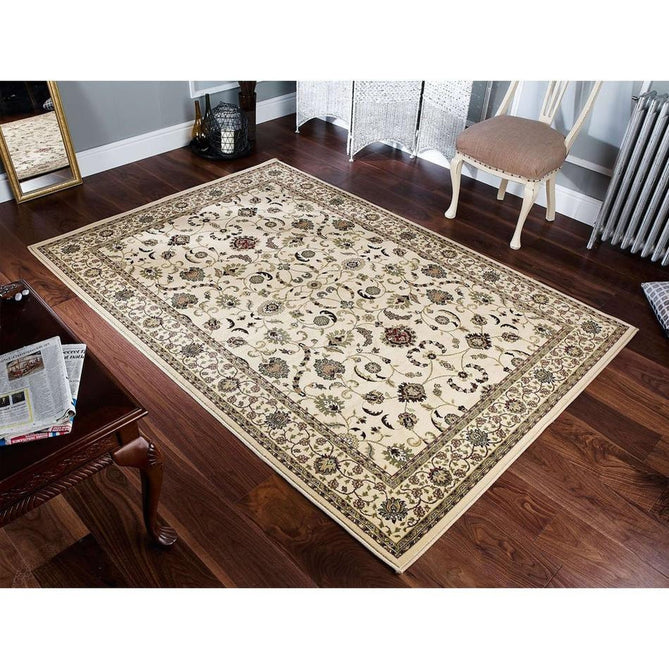 Kendra 137 W Traditional Persian Classic Floral Vine Bordered Durable Easy-Care Low Profile Short Pile Ivory Rug-Oriental Weavers-Rug Love - The Most Loved Rug Store