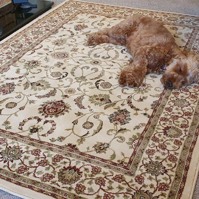 Kendra 137 W Traditional Persian Classic Floral Vine Bordered Durable Easy-Care Low Profile Short Pile Ivory Rug-Oriental Weavers-Rug Love - The Most Loved Rug Store