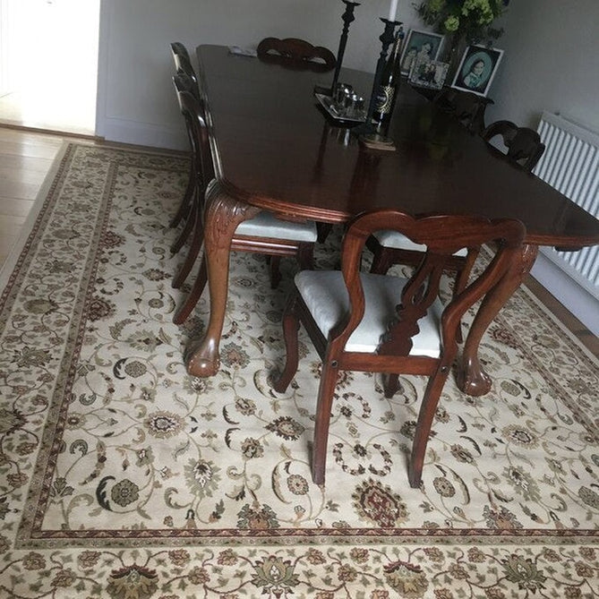 Kendra 137 W Traditional Persian Classic Floral Vine Bordered Durable Easy-Care Low Profile Short Pile Ivory Rug-Oriental Weavers-Rug Love - The Most Loved Rug Store