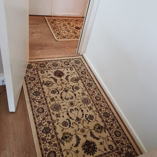Kendra 137 W Traditional Persian Classic Floral Vine Bordered Durable Easy-Care Low Profile Short Pile Ivory Rug-Oriental Weavers-Rug Love - The Most Loved Rug Store