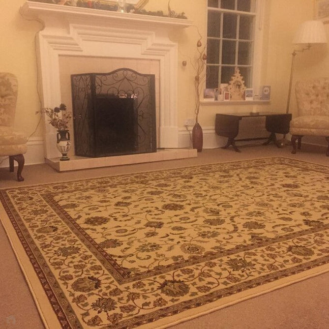 Kendra 137 W Traditional Persian Classic Floral Vine Bordered Durable Easy-Care Low Profile Short Pile Ivory Rug-Oriental Weavers-Rug Love - The Most Loved Rug Store