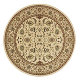 Kendra 137 W Traditional Persian Classic Floral Vine Bordered Stain-Resistant Cream Round Rug