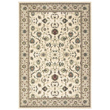 Kendra 137 W Traditional Persian Classic Floral Vine Bordered Stain-Resistant Cream Rug