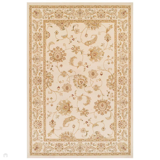 Kendra 2330 X Traditional Persian Classic Floral Vine Bordered Durable Easy-Care Low Profile Short Pile Cream Round Rug-Melrose-Rug Love - The Most Loved Rug Store
