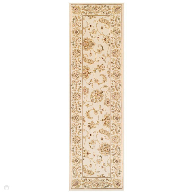 Kendra 2330 X Traditional Persian Classic Floral Vine Bordered Durable Easy-Care Low Profile Short Pile Cream Round Rug-Melrose-Rug Love - The Most Loved Rug Store