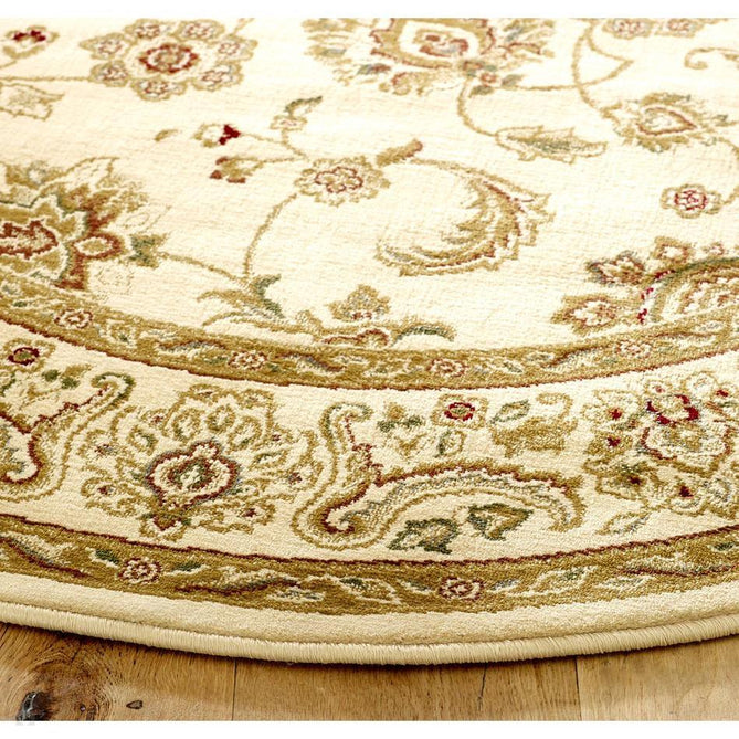 Kendra 2330 X Traditional Persian Classic Floral Vine Bordered Durable Easy-Care Low Profile Short Pile Cream Round Rug-Melrose-Rug Love - The Most Loved Rug Store