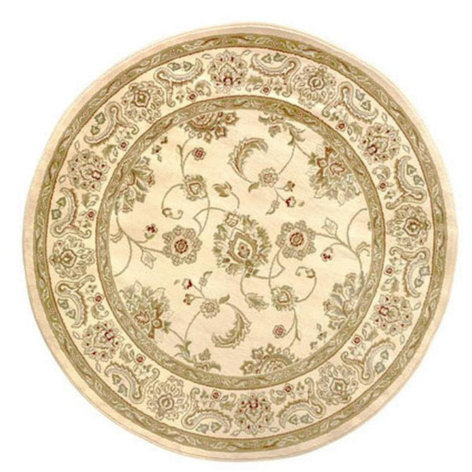Kendra 2330 X Traditional Persian Classic Floral Vine Bordered Durable Easy-Care Low Profile Short Pile Cream Round Rug-Oriental Weavers-Rug Love - The Most Loved Rug Store