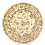 Kendra 2330 X Traditional Persian Classic Floral Vine Bordered Durable Easy-Care Low Profile Short Pile Cream Round Rug