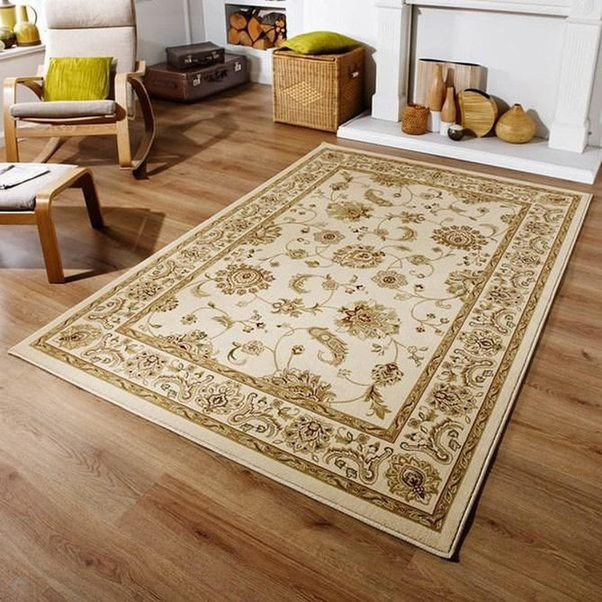 Kendra 2330 X Traditional Persian Classic Floral Vine Bordered Durable Easy-Care Low Profile Short Pile Ivory/Beige Rug-Melrose-Rug Love - The Most Loved Rug Store