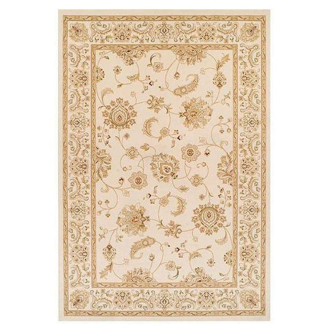 Kendra 2330 X Traditional Persian Classic Floral Vine Bordered Durable Easy-Care Low Profile Short Pile Ivory/Beige Rug-Melrose-Rug Love - The Most Loved Rug Store