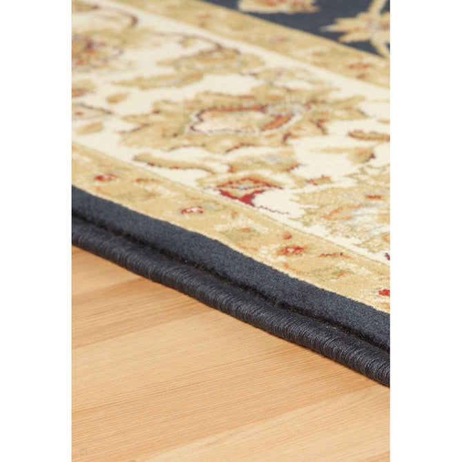 Kendra 3330 B Traditional Persian Classic Floral Vine Bordered Durable Easy-Care Low Profile Short Pile Navy Blue Runner-Oriental Weavers-Rug Love - The Most Loved Rug Store