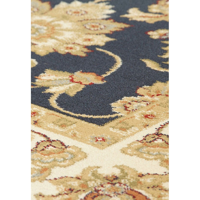 Kendra 3330 B Traditional Persian Classic Floral Vine Bordered Durable Easy-Care Low Profile Short Pile Navy Blue Runner-Oriental Weavers-Rug Love - The Most Loved Rug Store