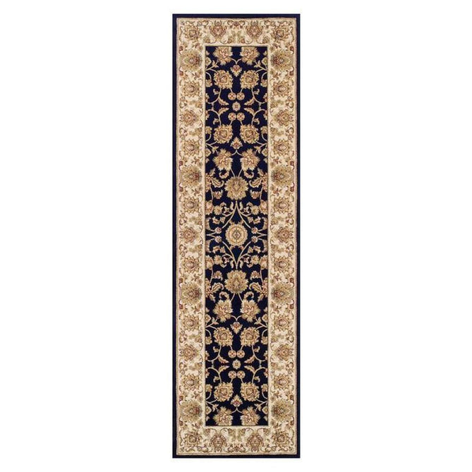 Kendra 3330 B Traditional Persian Classic Floral Vine Bordered Durable Easy-Care Low Profile Short Pile Navy Blue Runner-Oriental Weavers-Rug Love - The Most Loved Rug Store